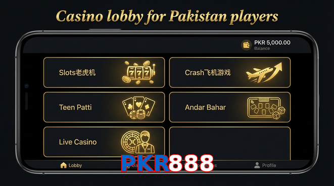 Lobby view of PKR888 for Pakistan users